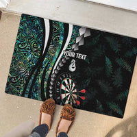 Personalized New Zealand Darts Rubber Doormat Paua Shell Koiri - Manaia LT7 - Polynesian Pride