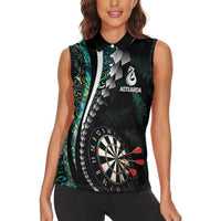 Personalized New Zealand Darts Women Sleeveless Polo Shirt Paua Shell Koiri - Manaia