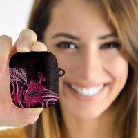 Aotearoa Maori AirPods Case Pink Fern Ribbons on Black LT7 Black - Polynesian Pride