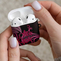 Aotearoa Maori AirPods Case Pink Fern Ribbons on Black - Polynesian Pride