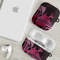 Aotearoa Maori AirPods Case Pink Fern Ribbons on Black LT7 - Polynesian Pride