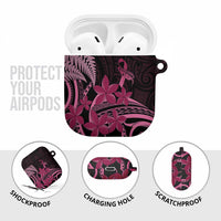 Aotearoa Maori AirPods Case Pink Fern Ribbons on Black LT7 - Polynesian Pride
