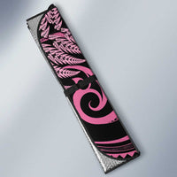 Aotearoa Maori Auto Sun Shade Pink Fern Ribbons on Black - Polynesian Pride