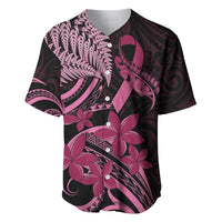 Aotearoa Maori Baseball Jersey Pink Fern Ribbons on Black - Polynesian Pride