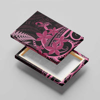 Aotearoa Maori Canvas Wall Art Pink Fern Ribbons on Black - Polynesian Pride