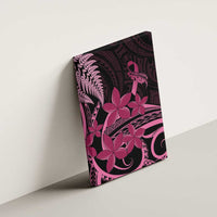 Aotearoa Maori Canvas Wall Art Pink Fern Ribbons on Black - Polynesian Pride
