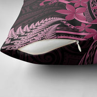 Aotearoa Maori Pillow Cover Pink Fern Ribbons on Black - Polynesian Pride