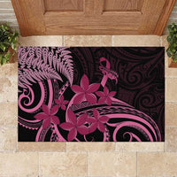Aotearoa Maori Rubber Doormat Pink Fern Ribbons on Black - Polynesian Pride