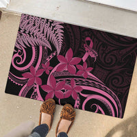 Aotearoa Maori Rubber Doormat Pink Fern Ribbons on Black - Polynesian Pride