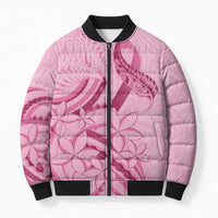 Aotearoa Maori Bomber Puffer Jacket Pink Fern Ribbons - Polynesian Pride