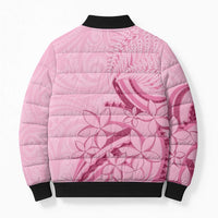 Aotearoa Maori Bomber Puffer Jacket Pink Fern Ribbons - Polynesian Pride