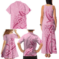 Aotearoa Maori Family Matching Tank Maxi Dress and Hawaiian Shirt Pink Fern Ribbons - Polynesian Pride