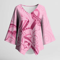 Aotearoa Maori Kimono Sleeve Blouse Pink Fern Ribbons - Polynesian Pride