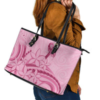 Aotearoa Maori Leather Tote Bag Pink Fern Ribbons - Polynesian Pride