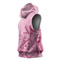 Aotearoa Maori Sleeveless Hoodie Pink Fern Ribbons - Polynesian Pride