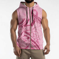 Aotearoa Maori Sleeveless Zip Hoodie Pink Fern Ribbons - Polynesian Pride