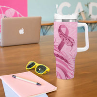 Aotearoa Maori Tumbler With Handle Pink Fern Ribbons - Polynesian Pride