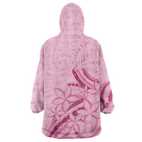 Aotearoa Maori Wearable Blanket Hoodie Pink Fern Ribbons - Polynesian Pride