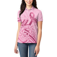 Aotearoa Maori Women Polo Shirt Pink Fern Ribbons - Polynesian Pride