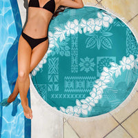 Hawaii Aloha Beach Blanket Teal Quilt Patch Work Mix Plumeria Lei