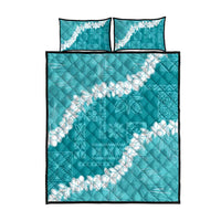 Hawaii Aloha Quilt Bed Set Teal Quilt Patch Work Mix Plumeria Lei