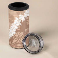 Hawaii Aloha 4 in 1 Can Cooler Tumbler Beige Quilt Patch Work Mix Plumeria Lei