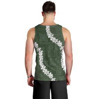 Hawaii Aloha Men Tank Top Sage Quilt Patch Work Mix Plumeria Lei