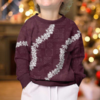 Hawaii Aloha Kid Ugly Christmas Sweater Champange Quilt Patch Work Mix Plumeria Lei