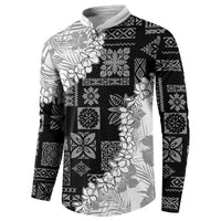 Hawaii Aloha Button Sweatshirt White Quilt Patch Work Mix Plumeria Lei