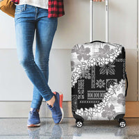 Hawaii Aloha Luggage Cover White Quilt Patch Work Mix Plumeria Lei