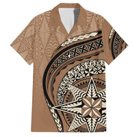 Tonga Ngatu Family Matching Summer Maxi Dress and Hawaiian Shirt Tokelau Classic Motifs LT7 Dad's Shirt - Short Sleeve Brown - Polynesian Pride