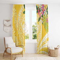Aloha Hawaii Oahu Window Curtain Wahine with Ilima Lei