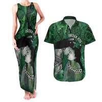 New Zealand Aroha Koe Mama Couples Matching Tank Maxi Dress and Hawaiian Shirt Maori Hongi - Pounamu