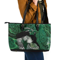 New Zealand Aroha Koe Mama Leather Tote Bag Maori Hongi - Pounamu