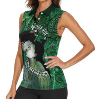 New Zealand Aroha Koe Mama Women Sleeveless Polo Shirt Maori Hongi - Pounamu