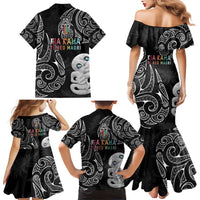 Kia Hara Te reo Maori Family Matching Mermaid Dress and Hawaiian Shirt Manaia Moko Pattern