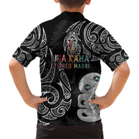 Kia Hara Te reo Maori Hawaiian Shirt Manaia Moko Pattern