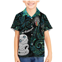 Kia Hara Te reo Maori Family Matching Mermaid Dress and Hawaiian Shirt Manaia Moko Mix Paua Shell
