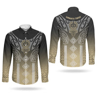 Aotearoa Maori Iwi Heritage Couples Matching Off Shoulder Maxi Dress and Long Sleeve Button Shirt Waikato Tainui Parauri LT7 - Polynesian Pride
