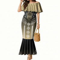 Aotearoa Maori Iwi Heritage Mermaid Dress Waikato Tainui Parauri LT7 Women Earth Gold - Polynesian Pride