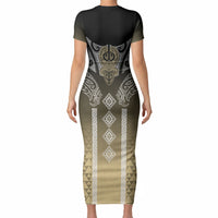 Aotearoa Maori Iwi Heritage Short Sleeve Bodycon Dress Waikato Tainui Parauri LT7 - Polynesian Pride