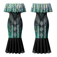 Aotearoa Maori Iwi Heritage Couples Matching Mermaid Dress and Hawaiian Shirt Ngati Kahungunu Paua Shell Turquoise LT7 - Polynesian Pride