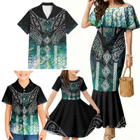 Aotearoa Maori Iwi Heritage Family Matching Mermaid Dress and Hawaiian Shirt Ngati Kahungunu Paua Shell Turquoise LT7 - Polynesian Pride