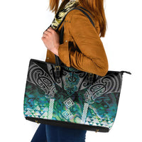 Aotearoa Maori Iwi Heritage Leather Tote Bag Ngati Kahungunu Paua Shell Turquoise LT7 Green Blue - Polynesian Pride