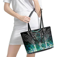 Aotearoa Maori Iwi Heritage Leather Tote Bag Ngati Kahungunu Paua Shell Turquoise LT7 - Polynesian Pride