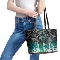 Aotearoa Maori Iwi Heritage Leather Tote Bag Ngati Kahungunu Paua Shell Turquoise LT7 - Polynesian Pride