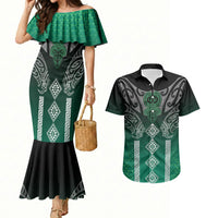 Aotearoa Maori Iwi Heritage Couples Matching Mermaid Dress and Hawaiian Shirt Ngai Tahu Pounamu Green LT7 Jade Green - Polynesian Pride