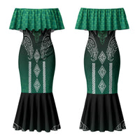 Aotearoa Maori Iwi Heritage Couples Matching Mermaid Dress and Hawaiian Shirt Ngai Tahu Pounamu Green LT7 - Polynesian Pride