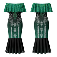 Aotearoa Maori Iwi Heritage Family Matching Mermaid Dress and Hawaiian Shirt Ngai Tahu Pounamu Green LT7 Mom's Dress Jade Green - Polynesian Pride