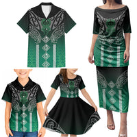 Aotearoa Maori Iwi Heritage Family Matching Puletasi and Hawaiian Shirt Ngai Tahu Pounamu Green LT7 - Polynesian Pride